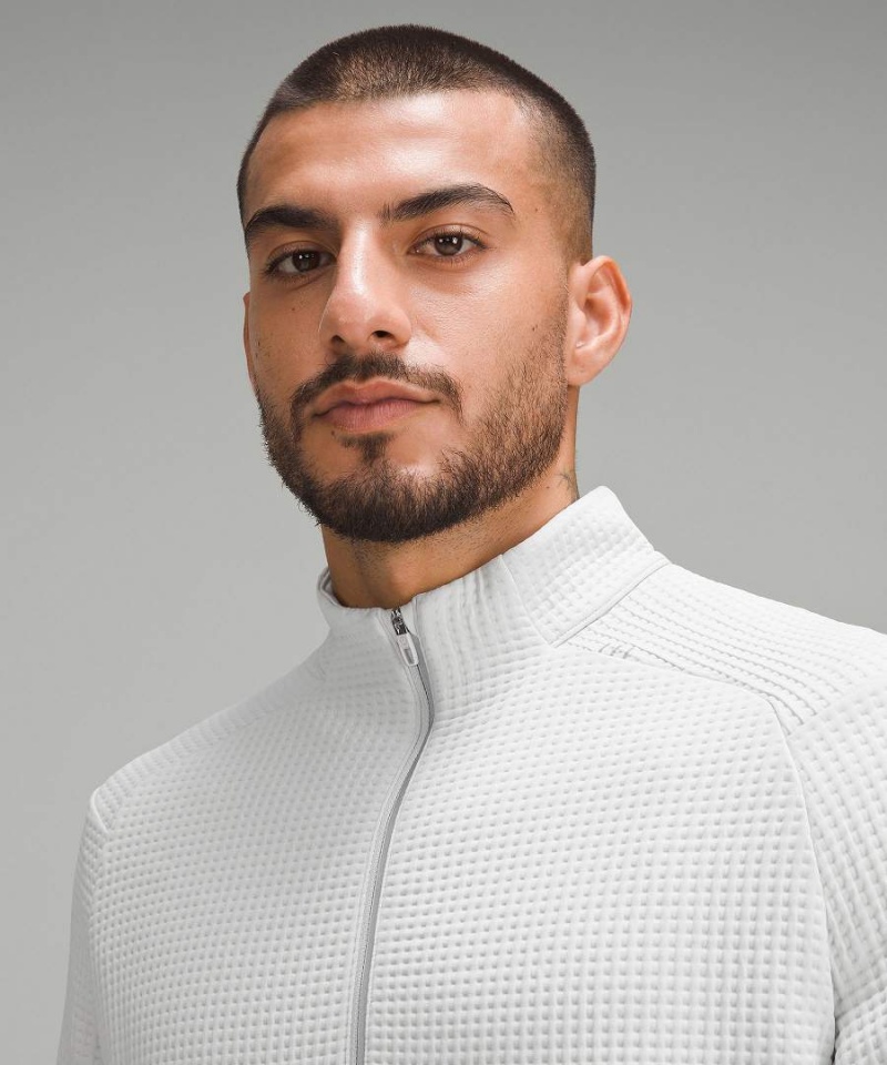 Lululemon Waffle-Knit Half Zip Tröjor Herr Vita Sverige | QGFMZY106