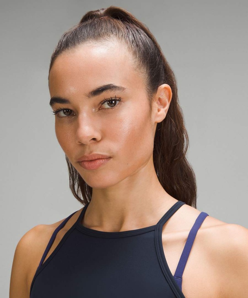 Lululemon Wunder Train High-Neck Cross-Back Linne Dam Marinblå Sverige | NXVWEL296