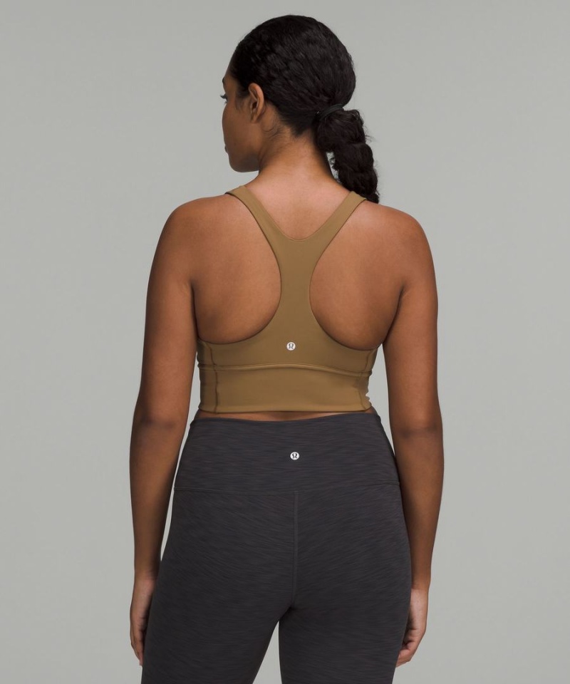 Lululemon Wunder Train Longline Bra Medium Support, C/D Cup Sport BH Dam Khaki Sverige | OXQMSH891