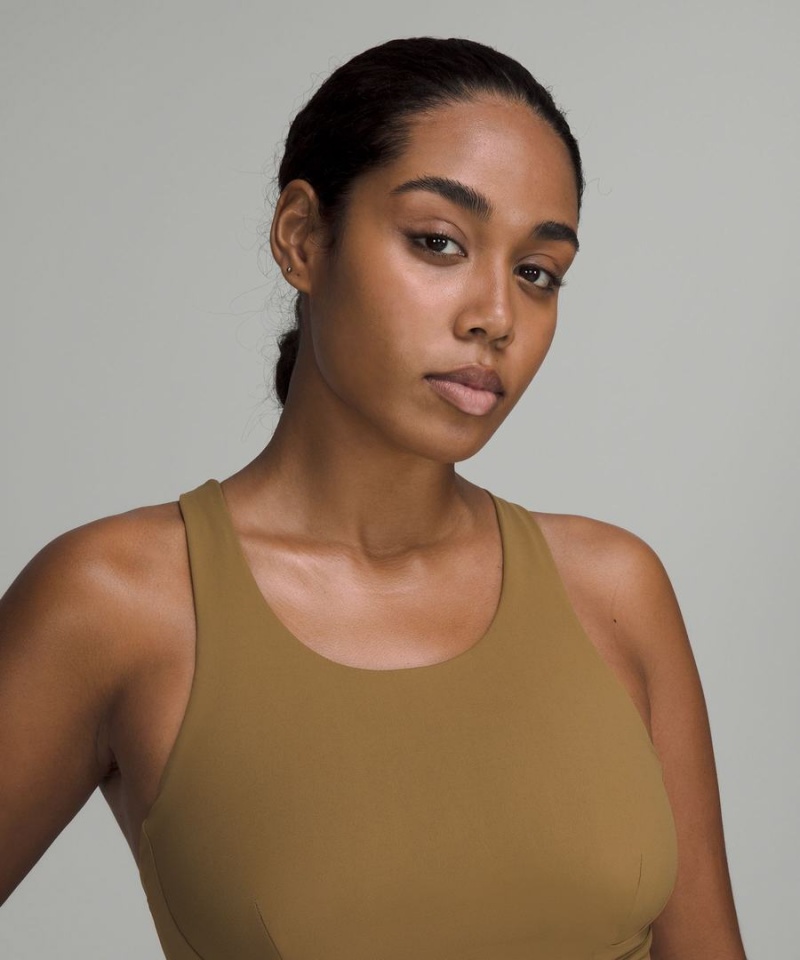 Lululemon Wunder Train Longline Bra Medium Support, C/D Cup Sport BH Dam Khaki Sverige | OXQMSH891