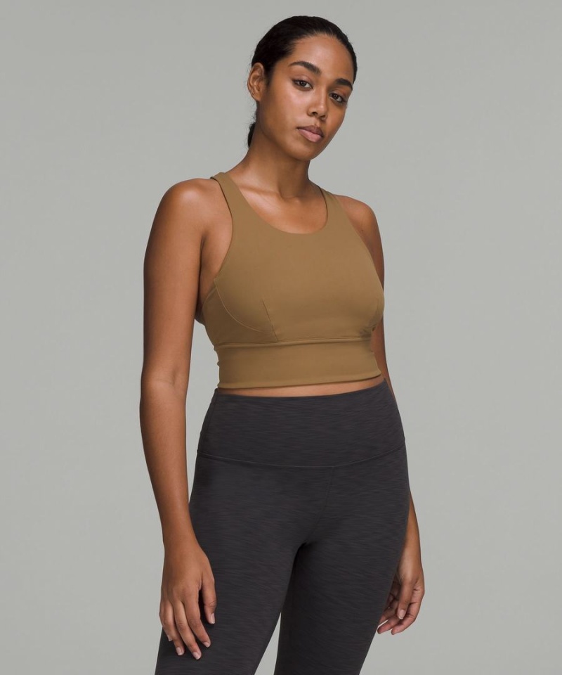 Lululemon Wunder Train Longline Bra Medium Support, C/D Cup Sport BH Dam Khaki Sverige | OXQMSH891
