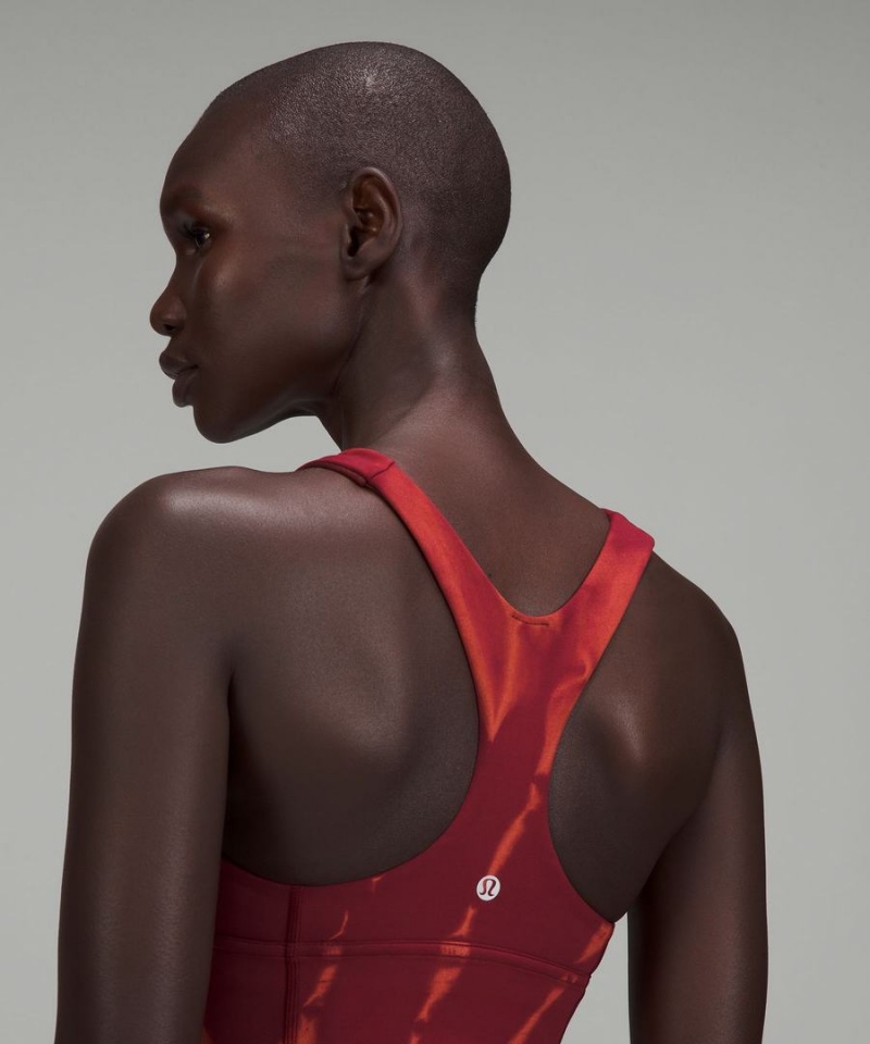 Lululemon Wunder Train Longline Bra Medium Support, C/D Cup Sport BH Dam Orange Tvätt Röda Vinröda Sverige | RACYPG829