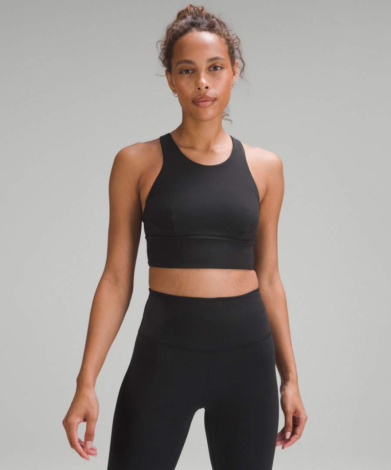 Lululemon Wunder Train Longline Bra Medium Support, C/D Cup Sport BH Dam Svarta Sverige | PSXHKA879