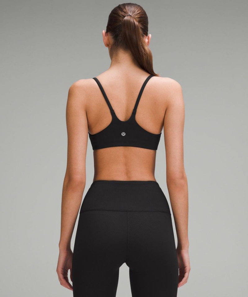 Lululemon Wunder Train Snörade Racer Bra Räfflad Light Support, A/B Cup Sport BH Dam Svarta Sverige | BMNHRU485