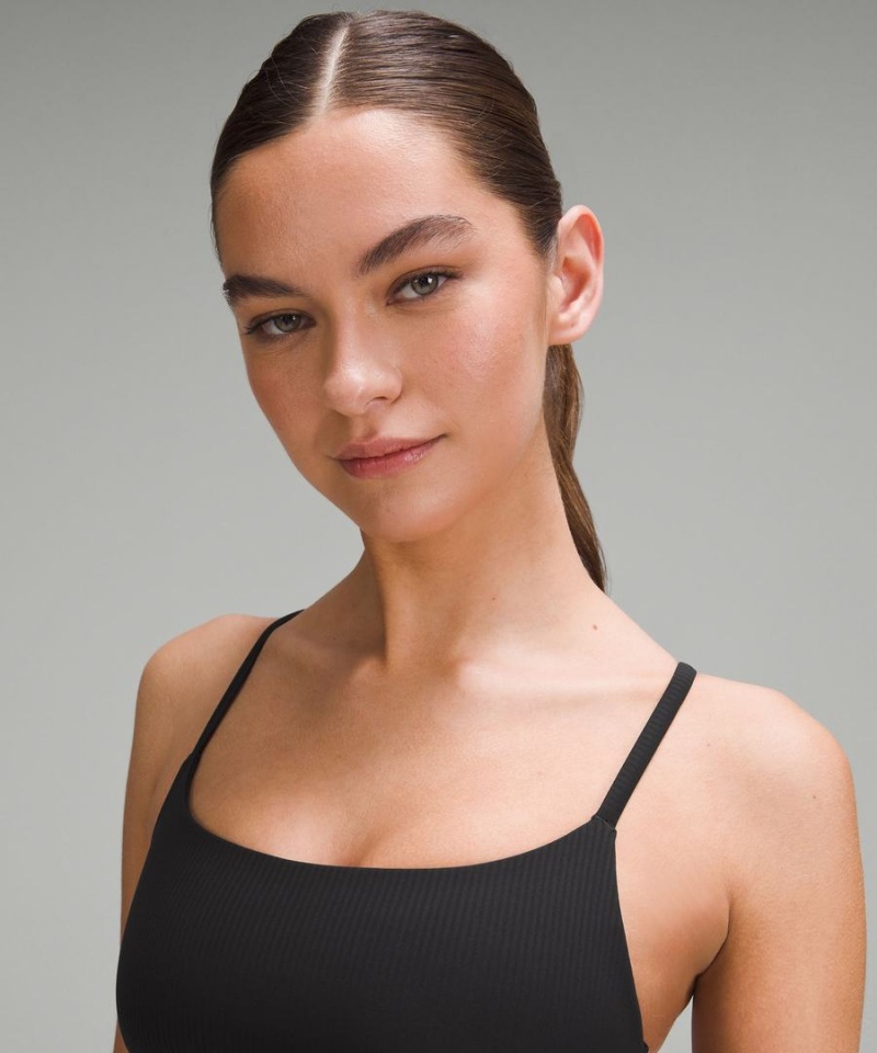 Lululemon Wunder Train Snörade Racer Bra Räfflad Light Support, A/B Cup Sport BH Dam Svarta Sverige | BMNHRU485