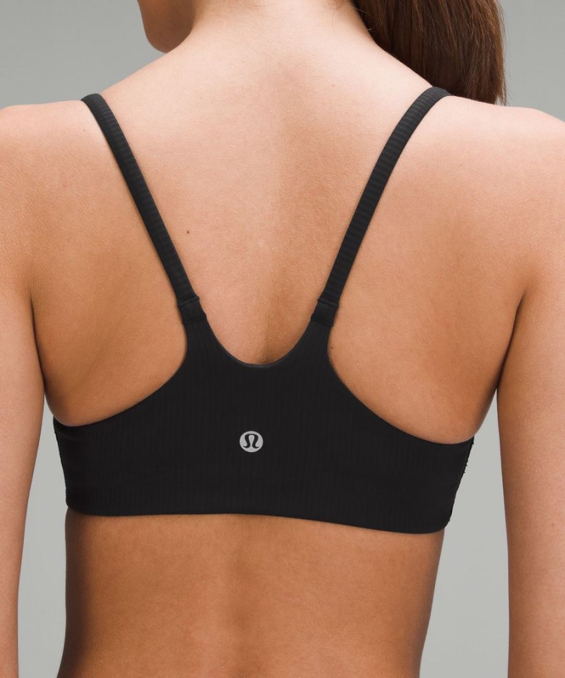 Lululemon Wunder Train Snörade Racer Bra Räfflad Light Support, A/B Cup Sport BH Dam Svarta Sverige | BMNHRU485