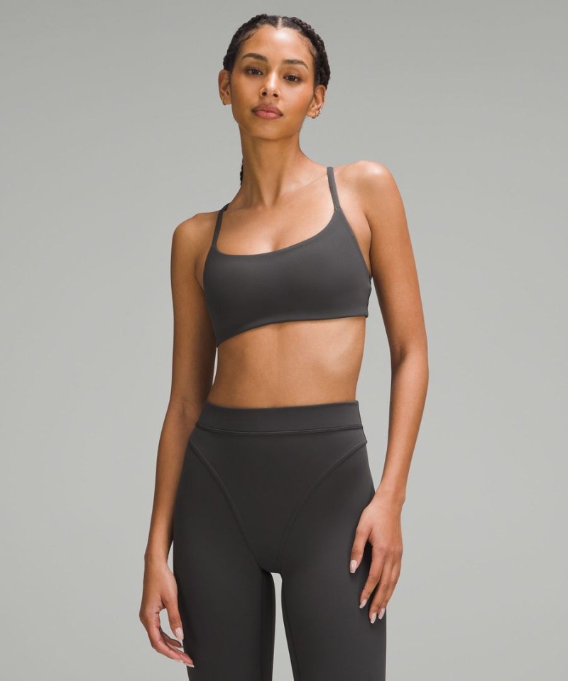 Lululemon Wunder Train Snörade Racer Bra Light Support, A/B Cup Twill Sport BH Dam Mörkgrå Sverige | JAFKCS946