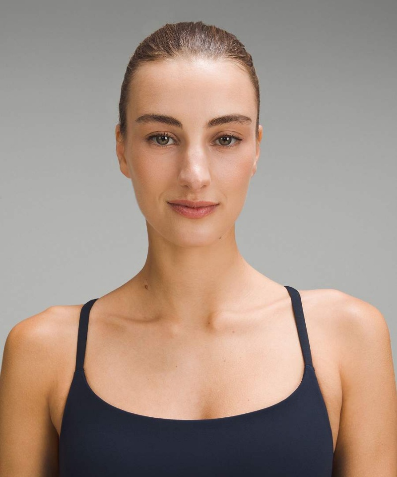 Lululemon Wunder Train Snörade Racer Bra Light Support, A/B Cup Sport BH Dam Marinblå Sverige | HBZCXQ287