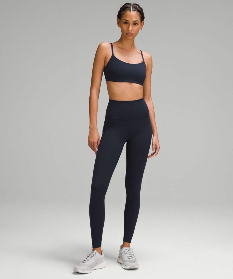 Lululemon Wunder Train Snörade Racer Bra Light Support, C/D Cup Sport BH Dam Marinblå Sverige | AXCSDJ237