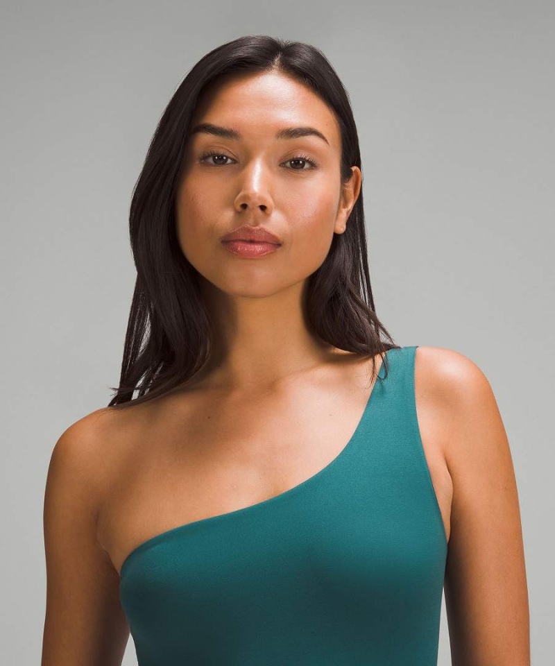 Lululemon Wundermost Ultra-Soft Nulu Asymmetrical Body Dam Turkos Sverige | FDJIWS269