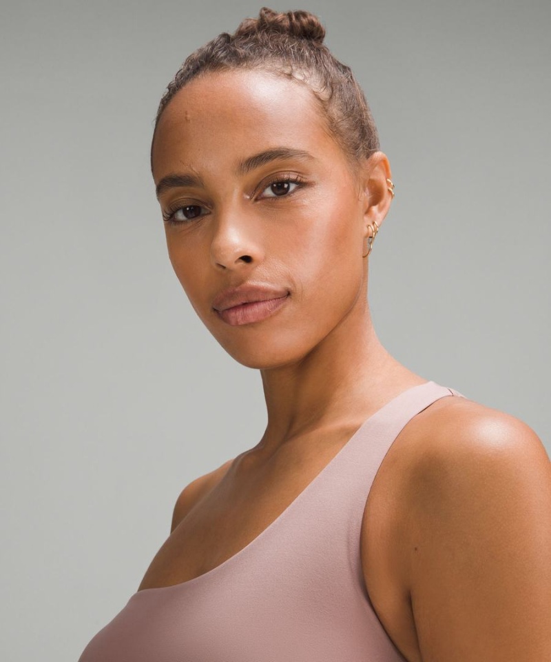 Lululemon Wundermost Ultra-Soft Nulu Asymmetrical Body Dam Rosa Sverige | WPLGDT235