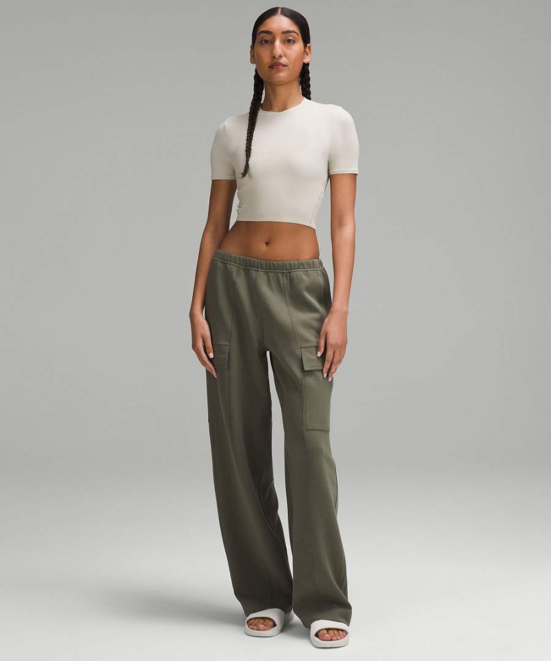 Lululemon Wundermost Ultra-Soft Nulu Crewneck Cropped T-shirt Dam Beige Sverige | MQTVIO819