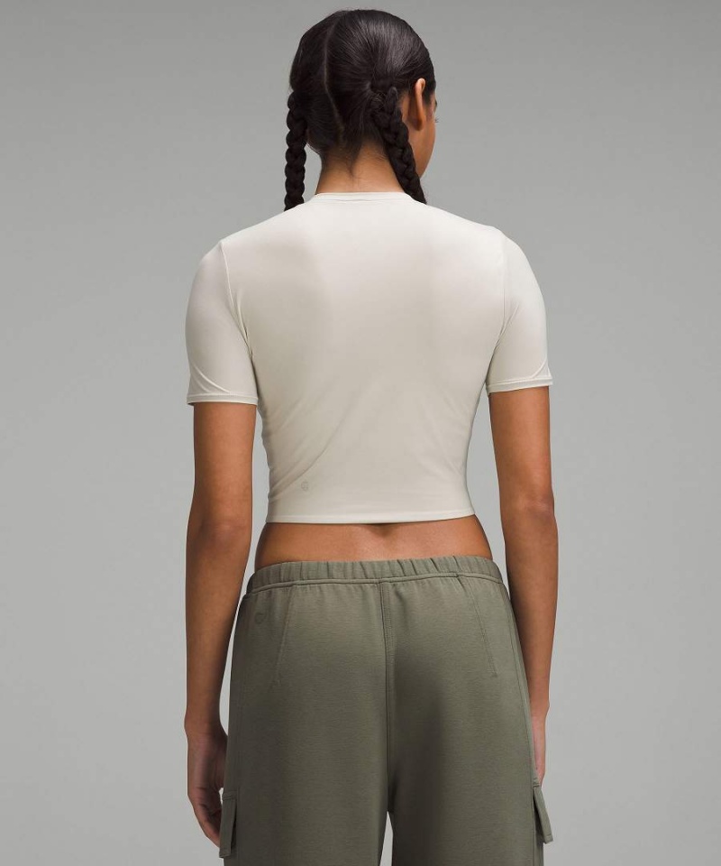Lululemon Wundermost Ultra-Soft Nulu Crewneck Cropped T-shirt Dam Beige Sverige | MQTVIO819