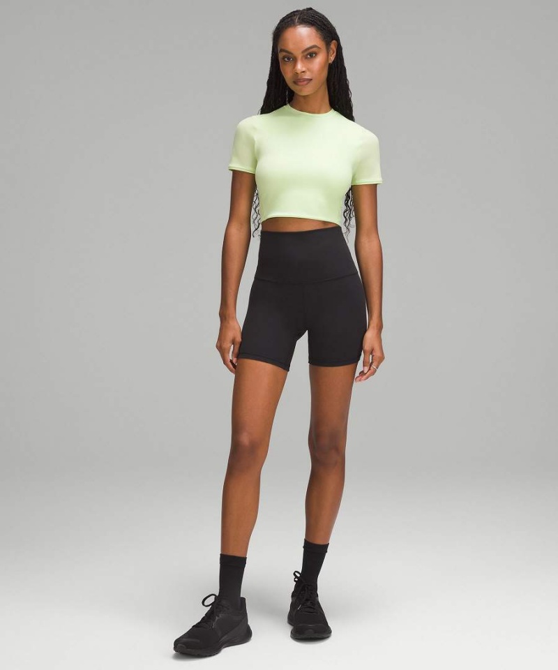 Lululemon Wundermost Ultra-Soft Nulu Crewneck Cropped T-shirt Dam Gröna Sverige | JCXRKT305