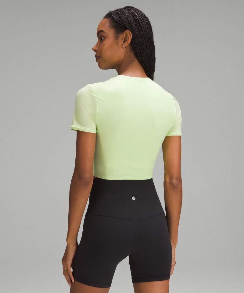 Lululemon Wundermost Ultra-Soft Nulu Crewneck Cropped T-shirt Dam Gröna Sverige | JCXRKT305