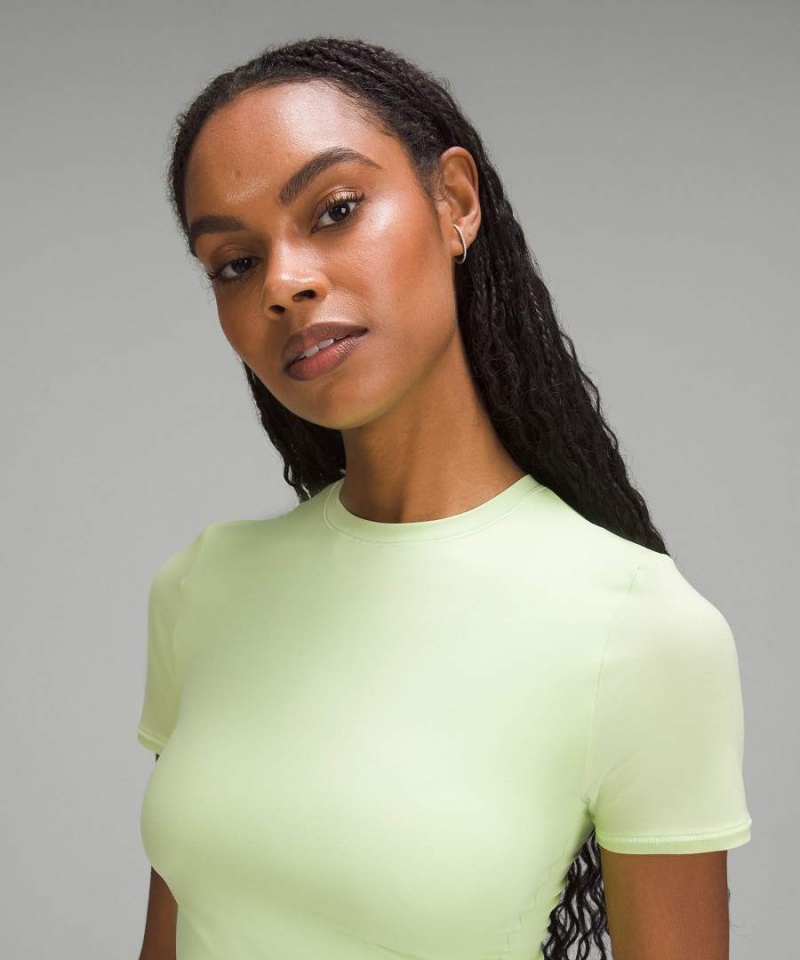 Lululemon Wundermost Ultra-Soft Nulu Crewneck Cropped T-shirt Dam Gröna Sverige | JCXRKT305