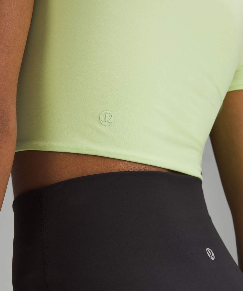 Lululemon Wundermost Ultra-Soft Nulu Crewneck Cropped T-shirt Dam Gröna Sverige | JCXRKT305