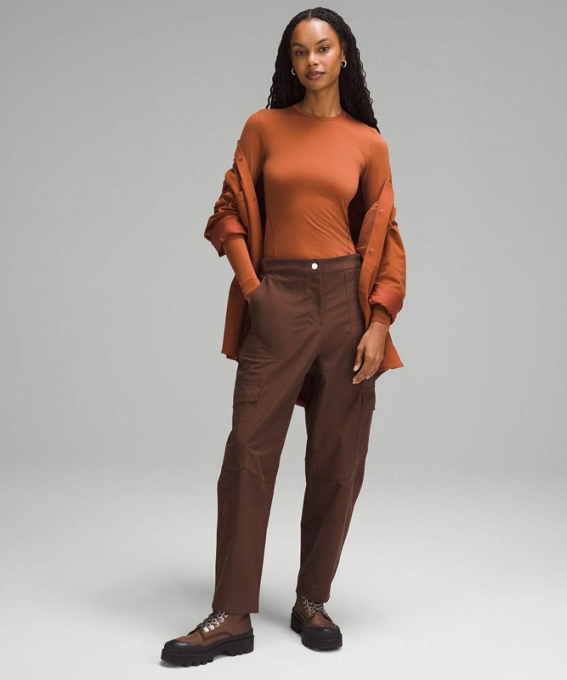 Lululemon Wundermost Ultra-Soft Nulu Crewneck Långärmad Tröja Dam Bruna Sverige | MYKNFH716