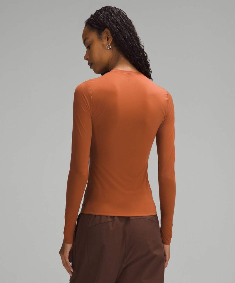 Lululemon Wundermost Ultra-Soft Nulu Crewneck Långärmad Tröja Dam Bruna Sverige | MYKNFH716
