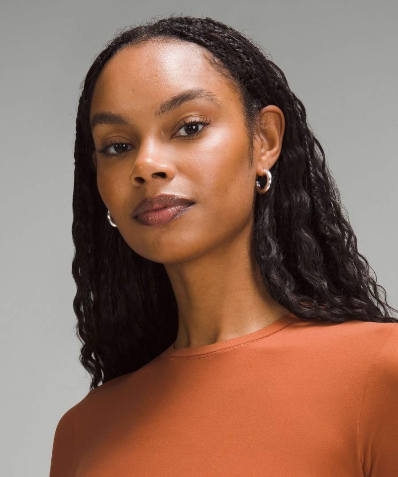 Lululemon Wundermost Ultra-Soft Nulu Crewneck Långärmad Tröja Dam Bruna Sverige | MYKNFH716