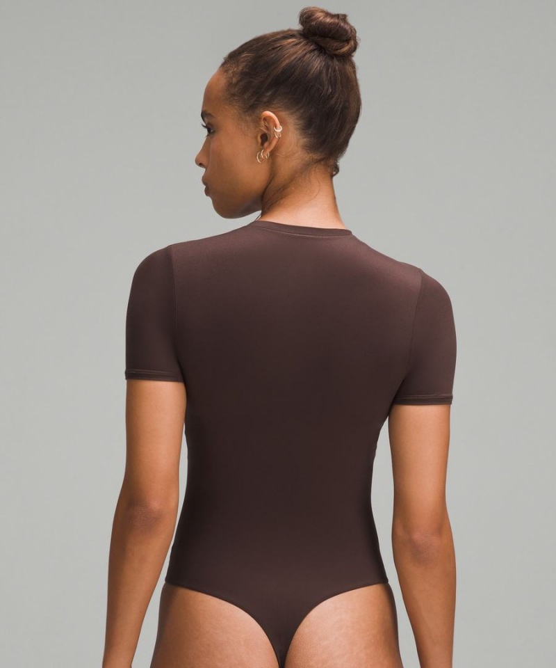 Lululemon Wundermost Ultra-Soft Nulu Korta-Sleeve Crew String Body Dam Choklad Sverige | VARLEI587