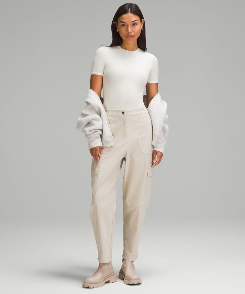 Lululemon Wundermost Ultra-Soft Nulu Korta-Sleeve Crew String Body Dam Beige Sverige | COBMUQ628