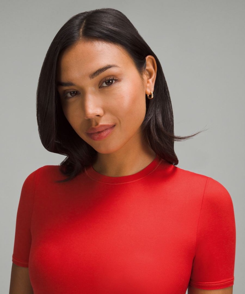 Lululemon Wundermost Ultra-Soft Nulu Korta-Sleeve Crew String Body Dam Röda Sverige | NGZRKF072