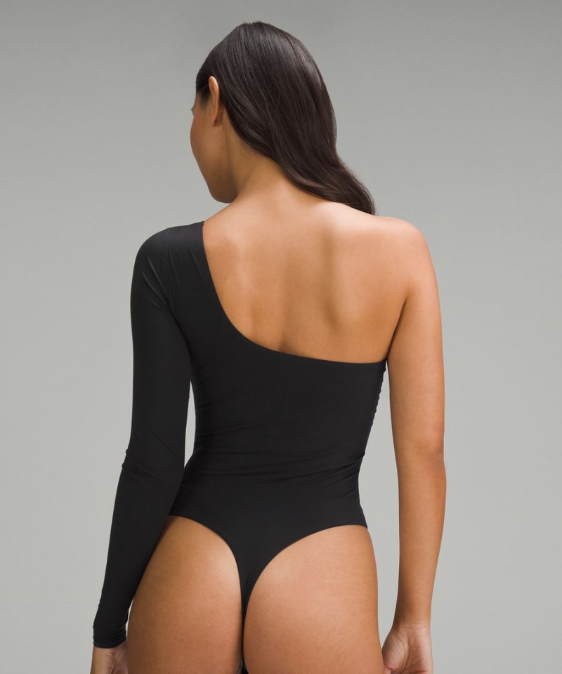 Lululemon Wundermost Ultra-Soft Nulu Long-Sleeve One-Shoulder Body Dam Svarta Sverige | MWECDL529