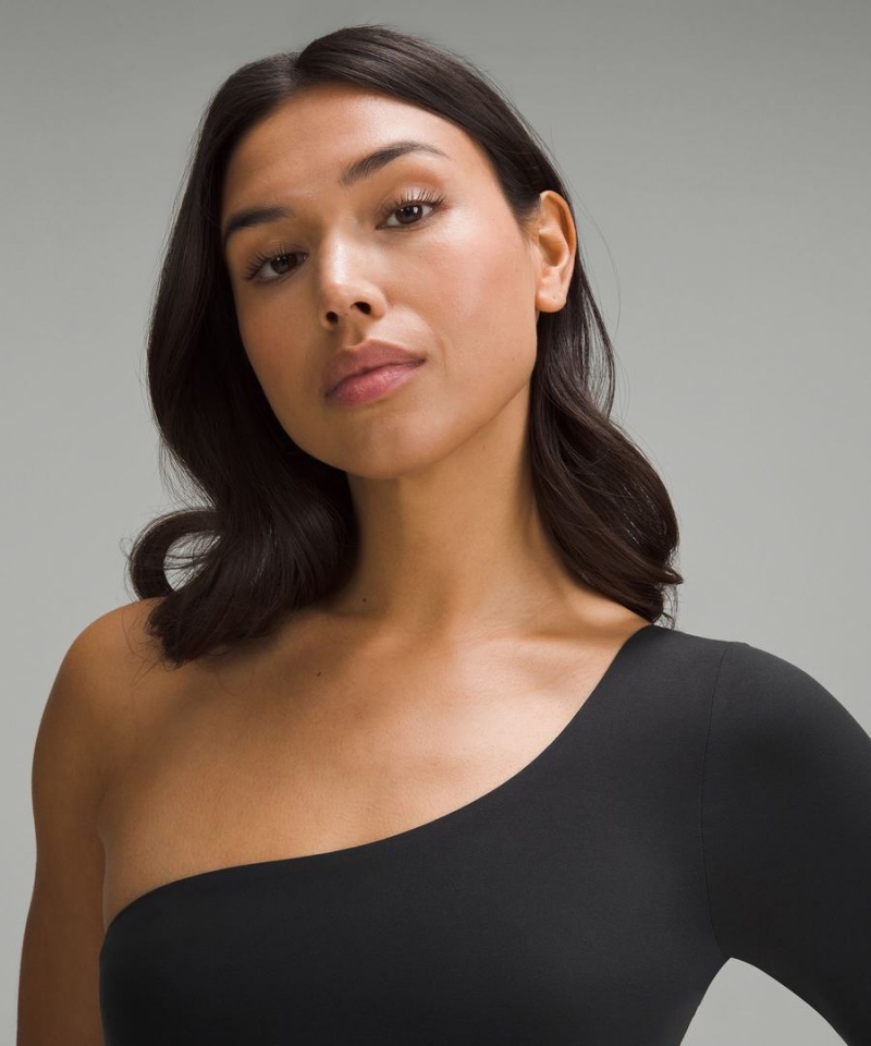 Lululemon Wundermost Ultra-Soft Nulu Long-Sleeve One-Shoulder Body Dam Svarta Sverige | MWECDL529