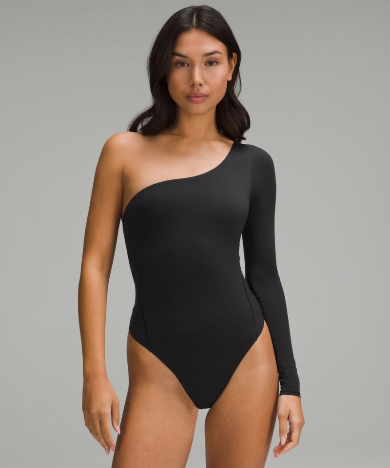 Lululemon Wundermost Ultra-Soft Nulu Long-Sleeve One-Shoulder Body Dam Svarta Sverige | MWECDL529
