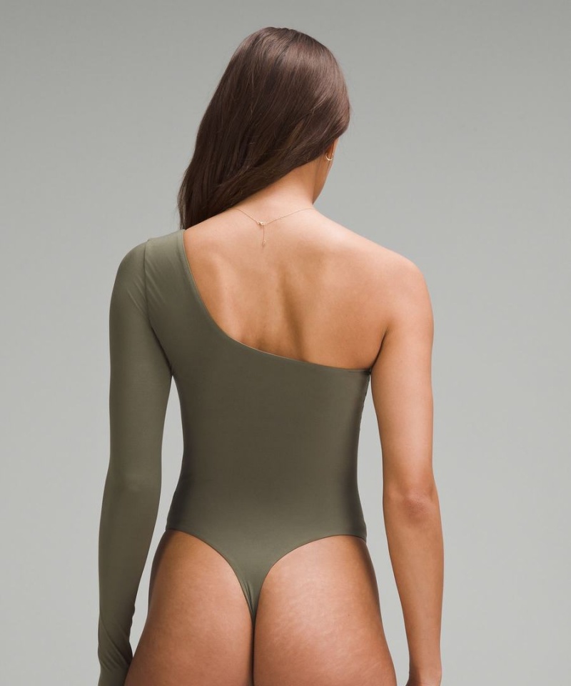 Lululemon Wundermost Ultra-Soft Nulu Long-Sleeve One-Shoulder Body Dam Gröna Sverige | JRTXQB207