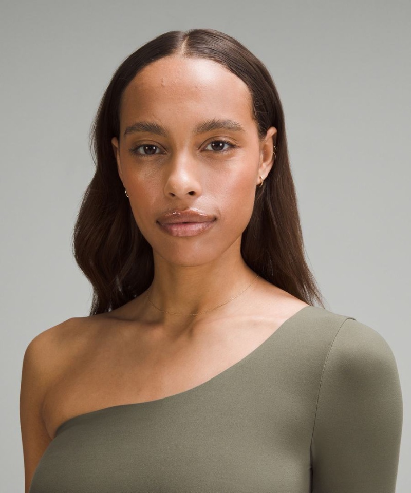 Lululemon Wundermost Ultra-Soft Nulu Long-Sleeve One-Shoulder Body Dam Gröna Sverige | JRTXQB207