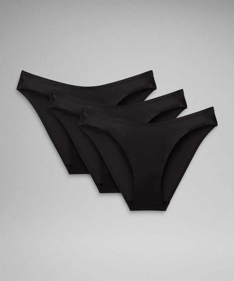 Lululemon Wundermost Ultra-Soft Nulu Mid-Rise Bikini 3 Pack Underkläder Dam Svarta Sverige | XSJLKB738