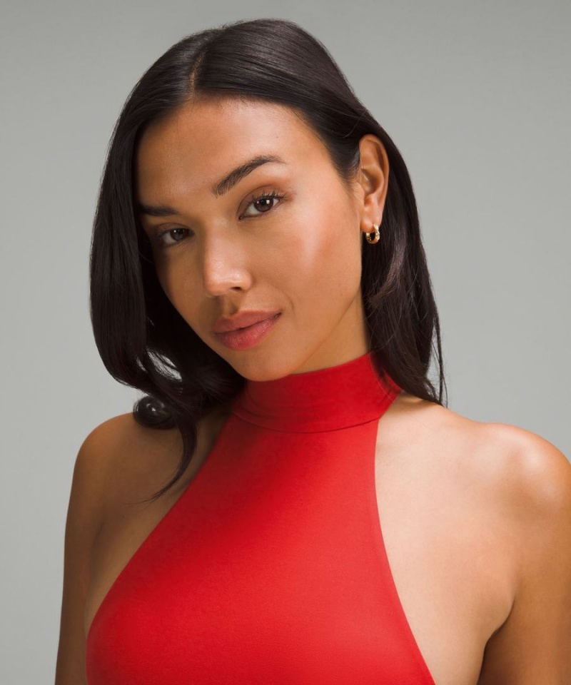 Lululemon Wundermost Ultra-Soft Nulu Mockneck Ärmlös Body Dam Röda Sverige | MRFUBN956