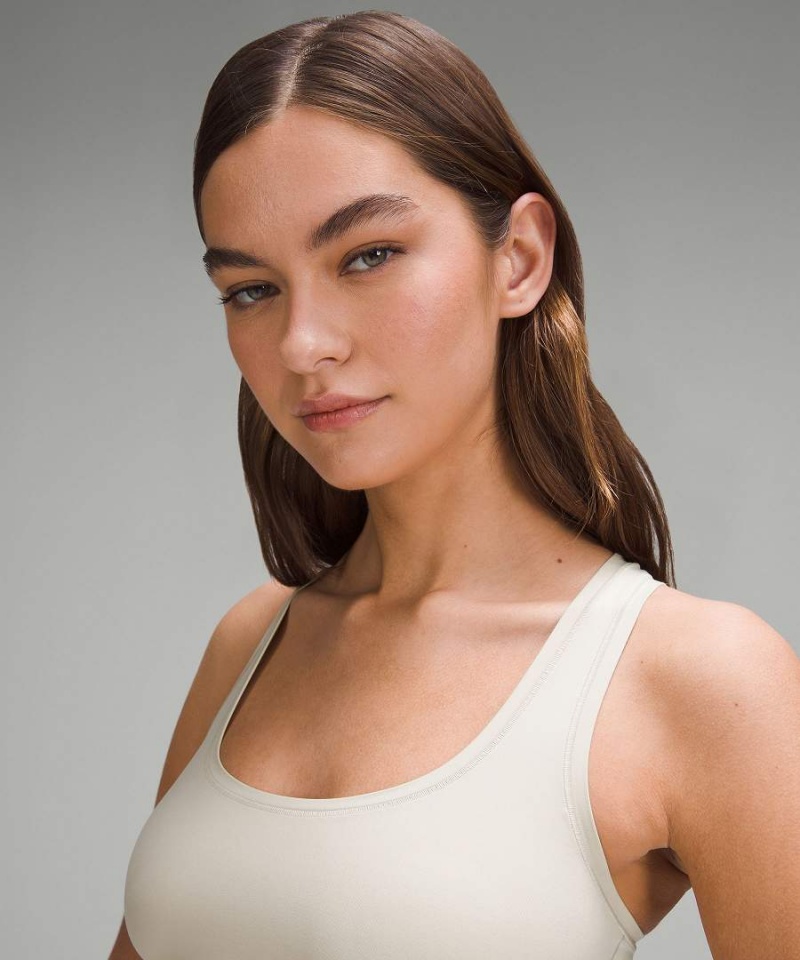 Lululemon Wundermost Ultra-Soft Nulu Scoop-Neck Cropped Linne Dam Beige Sverige | YUTMKH478