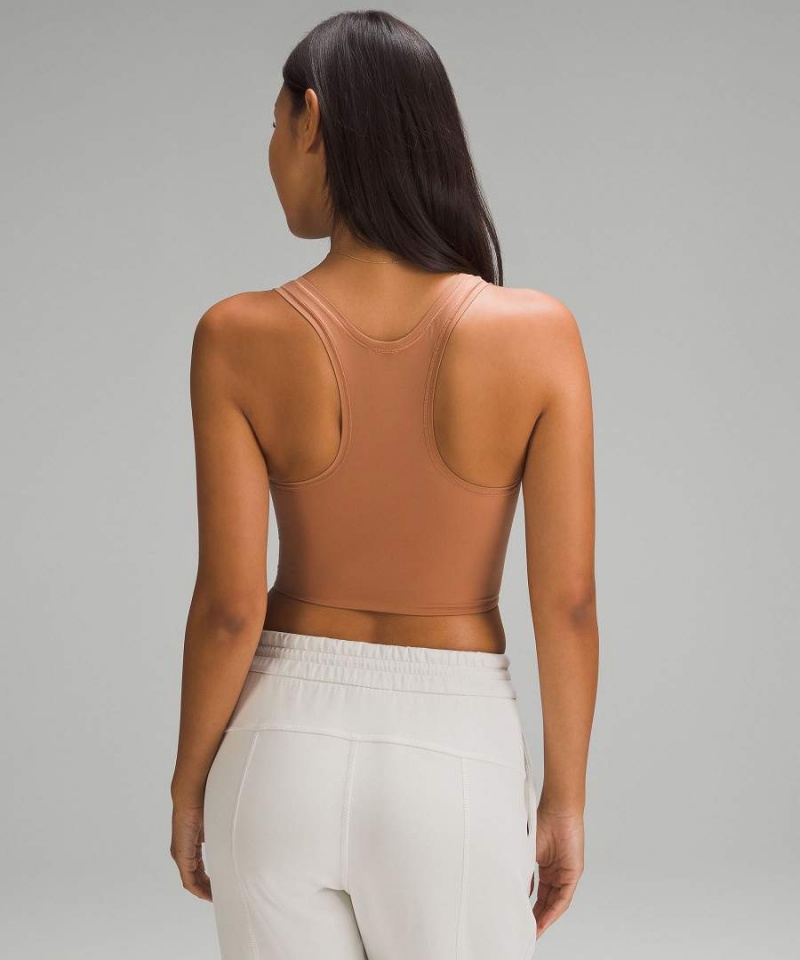 Lululemon Wundermost Ultra-Soft Nulu Scoop-Neck Cropped Linne Dam Bruna Sverige | BDUFHY874