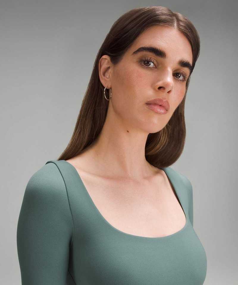 Lululemon Wundermost Ultra-Soft Nulu Square-Neck Long-Sleeve Body Dam Mörkgröna Sverige | BAILCD392