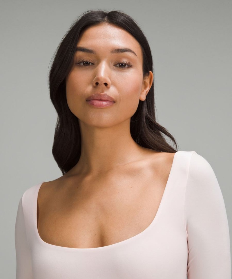 Lululemon Wundermost Ultra-Soft Nulu Square-Neck Long-Sleeve Body Dam Ljusröda Sverige | KQRDFG613