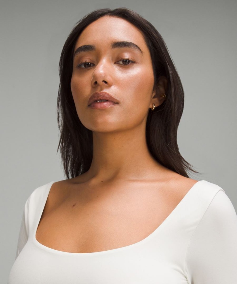 Lululemon Wundermost Ultra-Soft Nulu Square-Neck Long-Sleeve Body Dam Beige Sverige | QRZBTM371