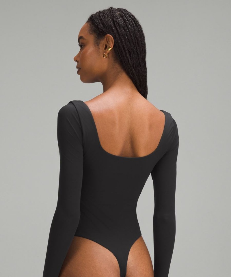 Lululemon Wundermost Ultra-Soft Nulu Square-Neck Long-Sleeve Body Dam Svarta Sverige | SBMVNA528