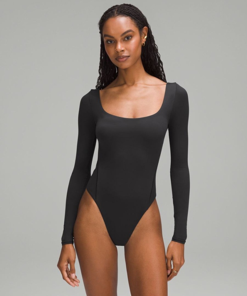 Lululemon Wundermost Ultra-Soft Nulu Square-Neck Long-Sleeve Body Dam Svarta Sverige | SBMVNA528