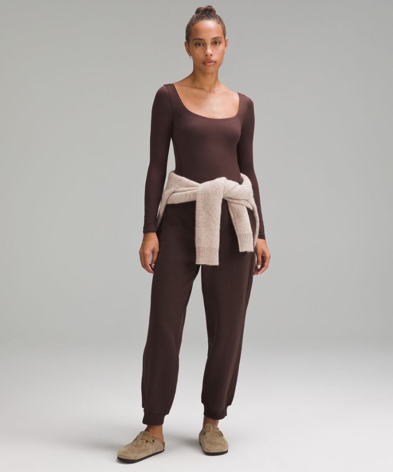 Lululemon Wundermost Ultra-Soft Nulu Square-Neck Long-Sleeve Body Dam Choklad Sverige | HNCUDO148