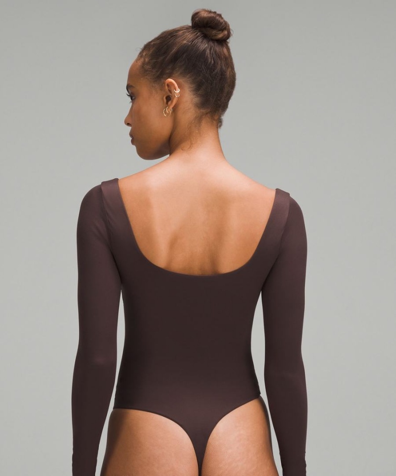 Lululemon Wundermost Ultra-Soft Nulu Square-Neck Long-Sleeve Body Dam Choklad Sverige | HNCUDO148