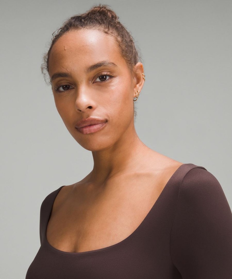 Lululemon Wundermost Ultra-Soft Nulu Square-Neck Long-Sleeve Body Dam Choklad Sverige | HNCUDO148