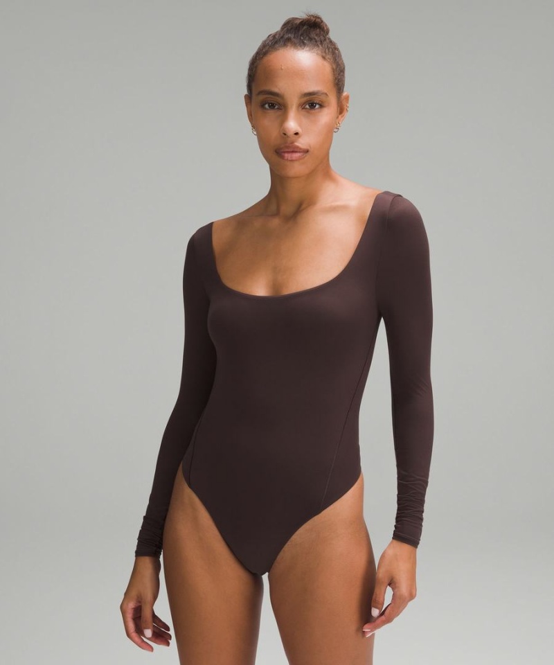 Lululemon Wundermost Ultra-Soft Nulu Square-Neck Long-Sleeve Body Dam Choklad Sverige | HNCUDO148