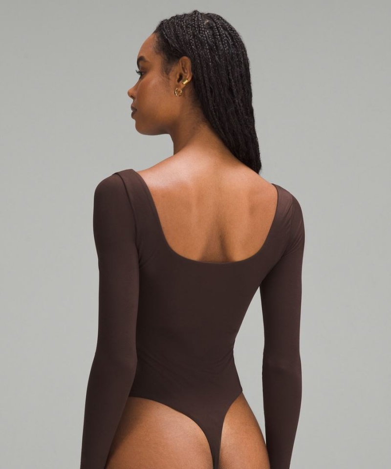 Lululemon Wundermost Ultra-Soft Nulu Square-Neck Long-Sleeve Body Dam Choklad Sverige | IDTGWB819
