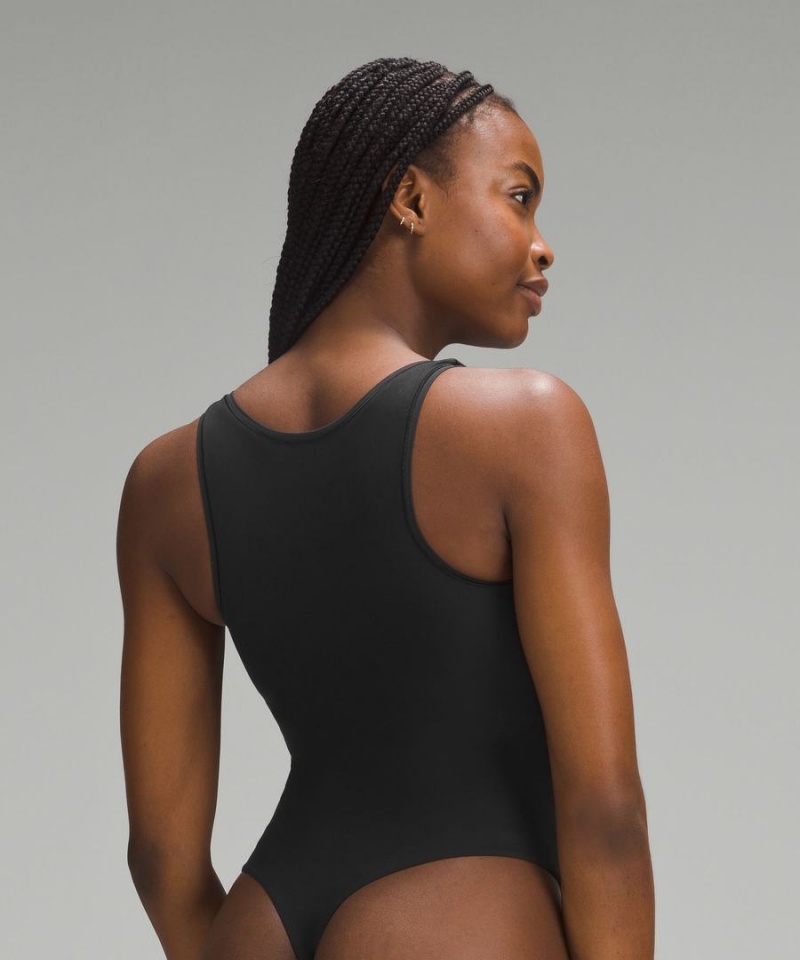 Lululemon Wundermost Ultra-Soft Nulu Square-Neck Ärmlös Body Dam Svarta Sverige | RQEAVL928