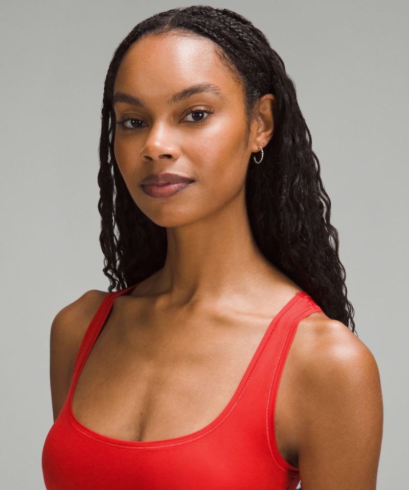 Lululemon Wundermost Ultra-Soft Nulu Square-Neck Ärmlös Body Dam Röda Sverige | FZPJDM185