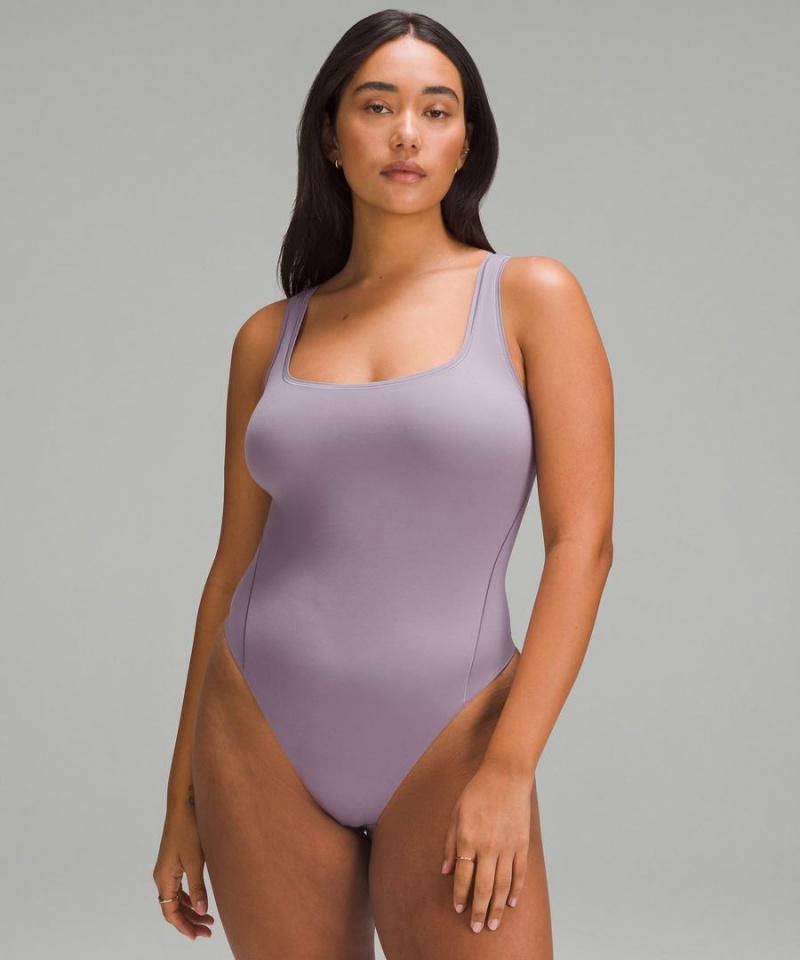Lululemon Wundermost Ultra-Soft Nulu Square-Neck Ärmlös Body Dam Lila Grå Sverige | DXWFZM106