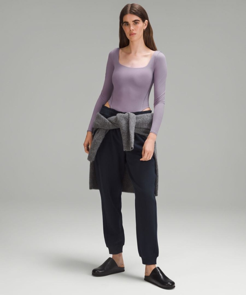 Lululemon Wundermost Ultra-Soft Nulu Square-Neck Long-Sleeve Body Dam Lila Grå Sverige | TBQWME280